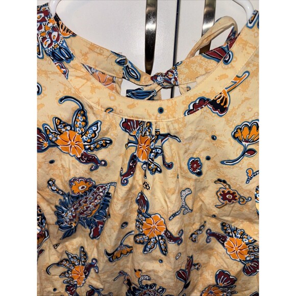 Elie ELIE TAHARI yellow Top floral paisley cotton flutter cottagecore M Women - Picture 3 of 10